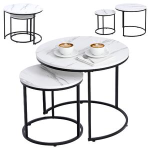 Velaco Set 2 konferenčních stolků TIG-1 70, imitace bílého mramoru/černá