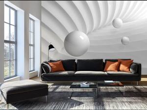 Fototapeta Tvarová symetrie - abstrakce s bílými lesklými koulemi v chodbě