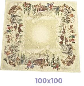 Vánoční gobelínové ubrusy - Zlatá zima 100x100