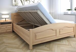 Vysoká dřevěná buková postel s úložným prostorem VANESA, rošty v ceně