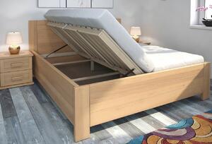 Vysoká dřevěná buková postel s úložným prostorem IVANA, rošty v ceně