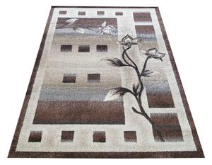Makro Abra Kusový koberec moderní OTTO 02 Květy hnědý Rozměr: 80x150 cm