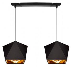 Light for home - Závěsné svítidlo na lanku LH025 "DIAMOND GOLD", 2x60W, E27, černá