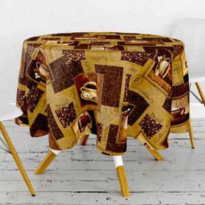 Ubrus PVC kulatý FL-1004 - Kávový motiv (různé velikosti)