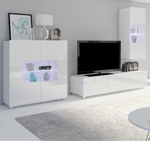 Obývací stěna CALABRINI b | 250 cm | 3 díly H | bílá lesk