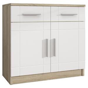Komoda Paris 2F2S | 69 cm | sonoma/bílá MDF