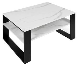 Velaco Konferenční kávový stolek TAB 3 90, imitace bílého mramoru/černá