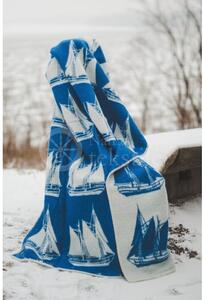 Vlněná deka plachetnice modrá 130 x 200 cm