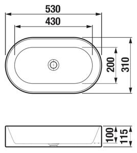 JIKA H8183660001121 - Umyvadlo na desku ASTRA 53x31 cm keramika/bílá