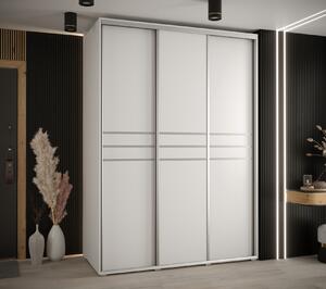 Šatní skříň YVONA 10 - 170/60 cm, bílá / stříbrná