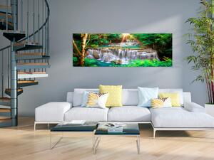 Obraz Exotická krajina (1-dílný) - krajina s vodopádem v džungli