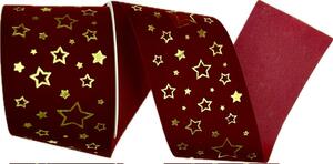 Stuha vánoční sametová VELUTTO STARS CARDINAL bordó 60mm x 2m (17,-Kč/m)