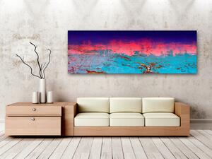 Obraz Západ slunce (1-dílný) - růžová a modrá expresivní abstrakce