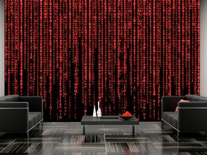 Fototapeta Červený digitální déšť - motiv filmu matrix čísla na černém pozadí