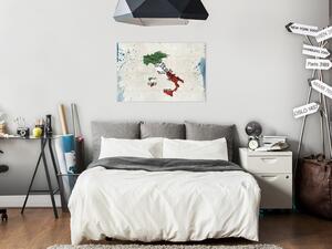 Obraz Italský kozák (1-dílný) - barevná mapa Itálie s motivem vlajky