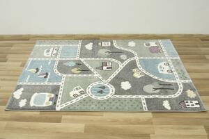 Makro Abra Dětský kusový koberec Lima C262A Uličky Auta šedý modrý zelený Rozměr: 100x150 cm