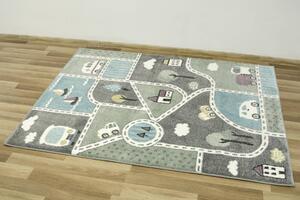 Makro Abra Dětský kusový koberec Lima C262A Uličky Auta šedý modrý zelený Rozměr: 100x150 cm