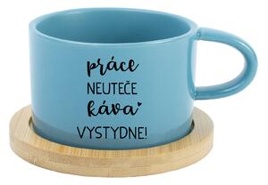 PRÁCE NEUTEČE, KÁVA VYSTYDNE! - modrý hrníček makronka 200 ml