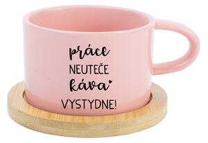 PRÁCE NEUTEČE, KÁVA VYSTYDNE! - růžový hrníček makronka 200 ml