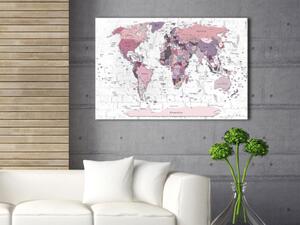 Obraz Fialová stezka (1-dílný) - politická mapa světa na bílém pozadí