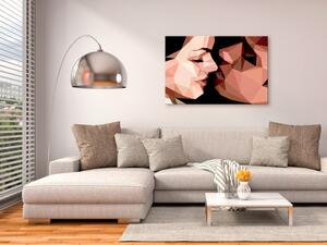 Obraz Kubistický polibek (1-dílný) - abstrakce s portrétem páru