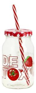 Cerve Sklenice s brčkem detox 450ml MIX barev