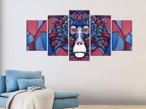 Obraz Opice smutek - emoce zvířete v modro-červených barvách