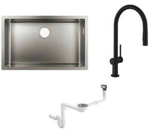 Sada kuchyňská baterie Hansgrohe Talis M54 72801670, ocelový dřez Hansgrohe S 71 43428800, 43921800