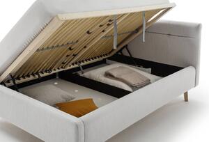 Dvoulůžková postel anika s úložným prostorem 140 x 200 cm světle šedá