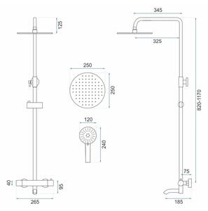 REA-P6604 - Sprchová sada s termostatickou baterií LUNGO broušená zlatá