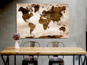 Obraz Barvy země (1-dílný) - hnědá retro mapa světa s kontinenty