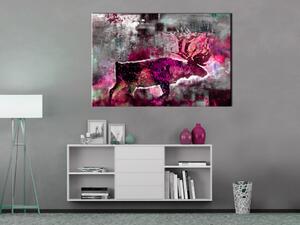 Obraz Fialový los (1-dílný) - růžová abstrakce s motivem zvířete