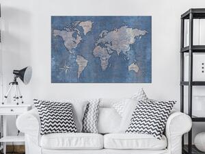 Obraz Kobaltový svět (1-dílný) - modrá mapa světa s státy