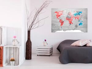 Obraz Svět v gradienci (1-dílný) - barevná mapa na dřevěném pozadí