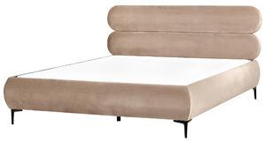 Postel Umělý samet LESSAY 180 x 200 cm Taupe
