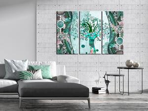 Obraz Mozaikový les (3-dílný) - zelená abstrakce ve stylu secese