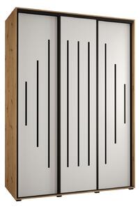 Šatní skříň ASIRI 12 - 170/60 cm, dub artisan / bílá / černá