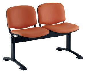 Kožená lavice ISO, 2-sedák, černé nohy-oranžová