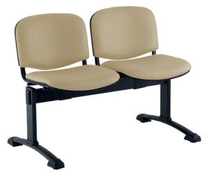 Kožená lavice ISO, 2-sedák, černé nohy-béžová