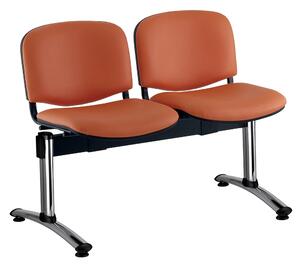 Kožená lavice ISO, 2-sedák, chromované nohy-oranžová