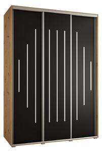 Šatní skříň ASIRI 12 - 170/60 cm, dub artisan / černá / stříbrná