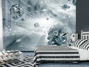 Fototapeta Moderní chodba - modrá abstrakce s efektem 3D a diamanty