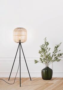 Eglo 43219 BORDESLEY - Stojací lampa v kombinaci černého kovu a světlého dřeva, E27, ø 35cm, nášlapný vypínač na kabelu (Stojací lampa na trojnožce)