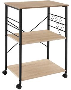 Tectake Servírovací vozík Rugby 65,5 x 45,5 x 88,5 cm - Industrial světlé dřevo, dub Sonoma
