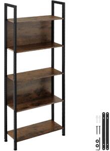 Tectake Regál Westport 62x24x165,5cm - Industriální dřevo tmavé, rustikální