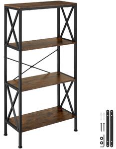 Tectake Regál Barry 61,5x31,5x133,5cm - Industriální dřevo tmavé, rustikální