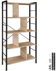 Tectake Policový regál Charleston 75,5x30x155cm - Industrial světlé dřevo, dub Sonoma