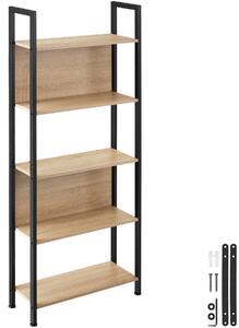 Tectake Regál Westport 62x24x165,5cm - Industrial světlé dřevo, dub Sonoma