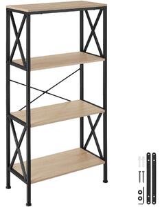 Tectake Regál Barry 61,5x31,5x133,5cm - Industrial světlé dřevo, dub Sonoma