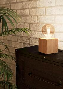 Eglo 43733 PRESTWICK 2 - Stolní dřevěná lampička, 1 x E27, 9,5 x 9,5cm (Dřevěná vintage lampička s vypínačem na kabelu)